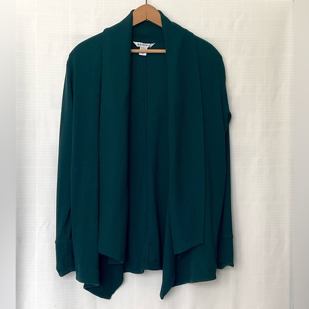 Athleta Deep Green Open Front Cardigan